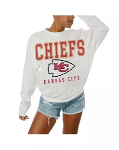 Женская белая толстовка-пуловер Kansas City Chiefs Sunday Drives с круглым вырезом Gameday couture