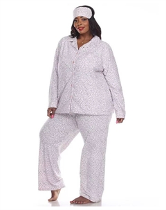 Пижамный комплект из 3 предметов большого размера, розовый White mark