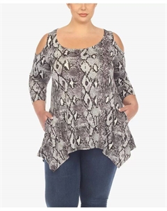 Туника большого размера с открытыми плечами и принтом змеи, мультиколор White mark