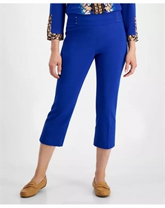 Женские облегающие укороченные брюки с заклепками, синий Jm collection