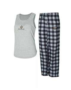 Женский серый/черный комплект для сна из майки и брюк New Orleans Saints Petition Concepts sport