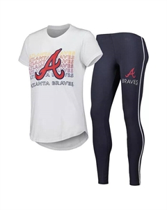 Женский темно-серый, белый комплект для сна Atlanta Braves Sonata и леггинсы Concepts sport
