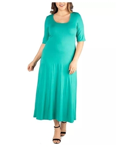 Платье макси размера плюс с рукавами до локтя, зеленый 24seven comfort apparel