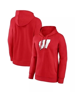 Женский пуловер с капюшоном Red Wisconsin Badgers Evergreen Fanatics