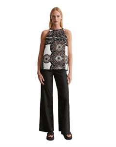 Расклешенный льняной топ с принтом по всей поверхности, мультиколор Marc o'polo