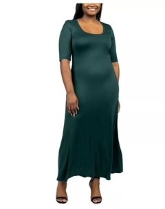 Платье макси размера плюс с рукавами до локтя, зеленый 24seven comfort apparel