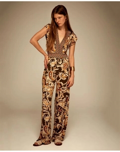 Длинный комбинезон с принтом, коричневый Сфера