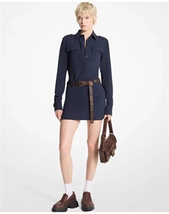 Женская креповая рубашка с подплечниками, синий Michael michael kors