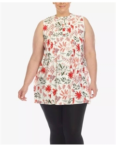 Туника без рукавов с цветочным принтом больших размеров, мультиколор White mark