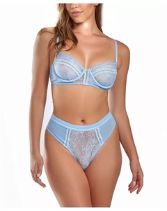 Женский комплект нижнего белья из 2 предметов с узором из мягкого кружева, синий Icollection