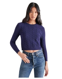 Женский джинсовый свитер с бантом на спине и косами, синий Steve madden