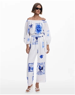 Женский комбинезон с принтом открытки, белый Desigual