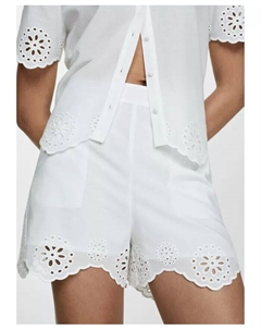 Женские ажурные вышитые шорты, белый Mango