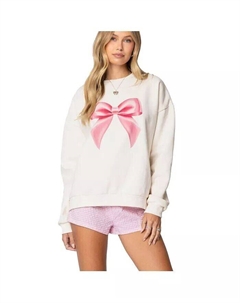 Женская толстовка с принтом Bow Brat, коричневый/бежевый Edikted