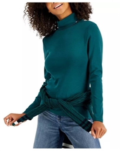 Женская хлопковая водолазка с длинными рукавами, зеленый Tommy hilfiger