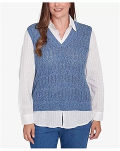 Женский жилет с воротником Lake Victoria, свитер «два в одном», синий Alfred dunner