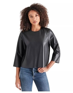 Женский топ Dee из искусственной кожи с рукавами 3/4, черный Steve madden