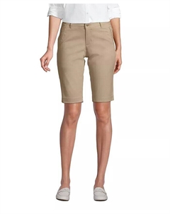 Шорты-бермуды чиносы стрейч для женской школьной формы, коричневый/бежевый Lands' end
