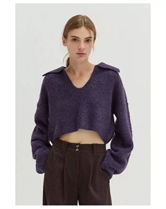 Женский свитер-поло Carter Waffle, трикотажный топ, фиолетовый Crescent