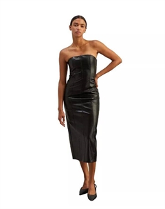 Женское кожаное платье-труба Valentina, черный Crescent