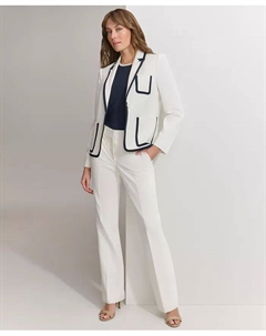 Женский блейзер на одной пуговице с контрастной отделкой, топ с короткими рукавами и контрастной отделкой и брюки-ботфорты Sutton, слоновая кость/кремовый Tommy hilfiger