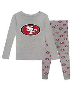 Дошкольный комплект для сна с длинными рукавами и штанами цвета Heather Gray San Francisco 49ers Outerstuff