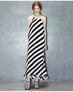 Полосатое платье-халтер, темно-синий Сфера