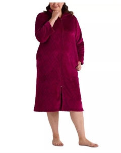 Халат из фактурного флиса большого размера с застежкой-молнией спереди, фиолетовый Miss elaine