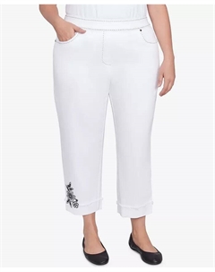 Большие размеры Wild at Heart цветочные вышитые манжеты джинсы до щиколотки, белый Alfred dunner