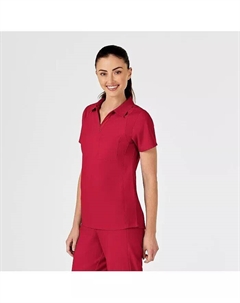 Плюс Размер W123 Топ с воротником-стойкой, красный Wink