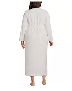 Женский удобный плюшевый длинный халат большого размера, слоновая кость/кремовый Lands' end