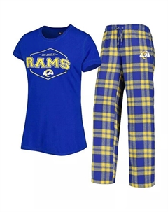 Женский комплект для сна, темно-синий, с золотым значком Los Angeles Rams, футболка и штаны Concepts sport