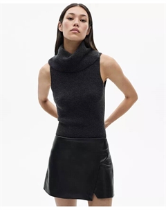 Женская юбка-кюлоты с эффектом кожи, черный Mango