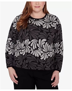 Классический топ с геометрическим узором и узором «омбре» больших размеров, серый Alfred dunner