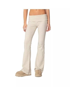 Женские полосатые расклешенные леггинсы Kaeli, коричневый/бежевый Edikted