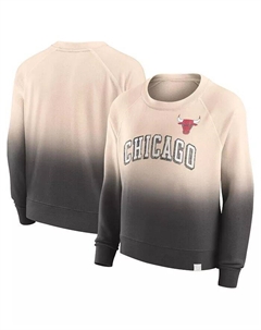 Женская толстовка-пуловер Chicago Bulls Lounge Arch Raglan с загаром и черными потертостями Fanatics