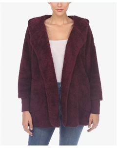 Женская плюшевая куртка с капюшоном и карманами, фиолетовый White mark