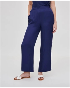 Женские атласные брюки прямого кроя с эластичным поясом, темно-синий October