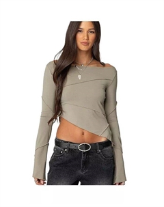 Женский асимметричный топ Maura с вырезом-лодочкой, зеленый Edikted