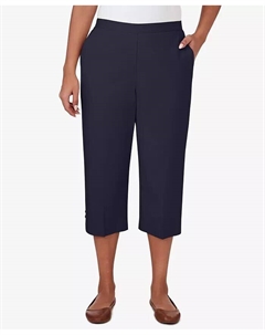 Брюки-капри Petite Classics из твила и денима с разрезом по низу, синий Alfred dunner