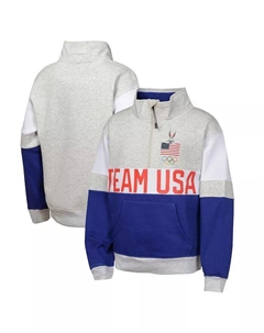 Большой девчачий серый/синий Team USA Looney Tunes свитер с застежкой-молнией на половину длины Outerstuff