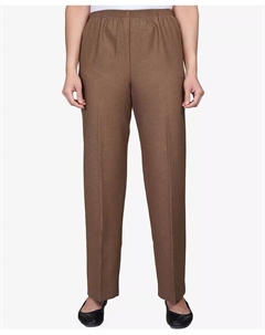 Классические текстурированные брюки Petite средней посадки с застежкой-молнией, коричневый Alfred dunner