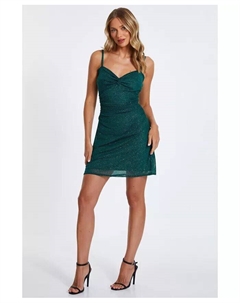 Женское мини-платье с блестками и узлом спереди, зеленый Quiz