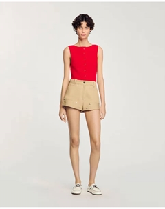 Женские плотницкие шорты со шлевками на талии, бежевый Sandro