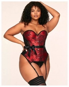 Комплект из корсета и стрингов Jasmine Boned без бретелек больших размеров, черный Adore me