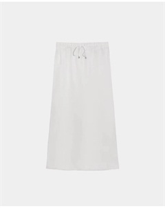 Длинная льняная юбка с бантом на талии, белый Noon