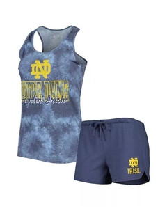 Женский комплект из майки и шорт Navy Notre Dame Fighting Irish Billboard с принтом тай-дай Concepts sport