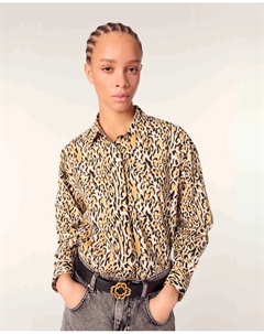 Женская рубашка с длинными рукавами и анималистичным принтом, мультиколор Maje