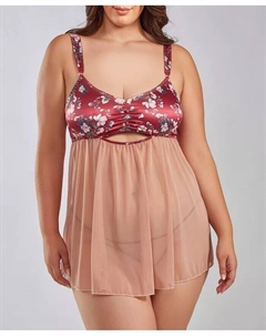 Бюстгальтер Kia Plus Size с сеткой и гладким микроцветочным принтом, мягкий, с подходящим комплектом трусиков, 2 предмета, мультиколор Icollection