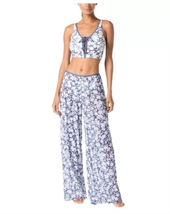 MICHAEL Женский бикини-топ со шнуровкой и набивные брюки с принтом, синий Michael kors